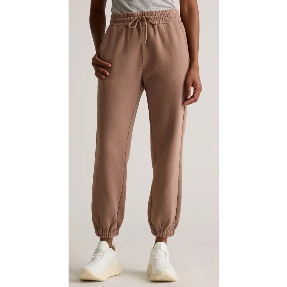 XS Quince Organic Heavyweight Fleece Boyfriend Sweatpants Taupe Minimalist Cozy